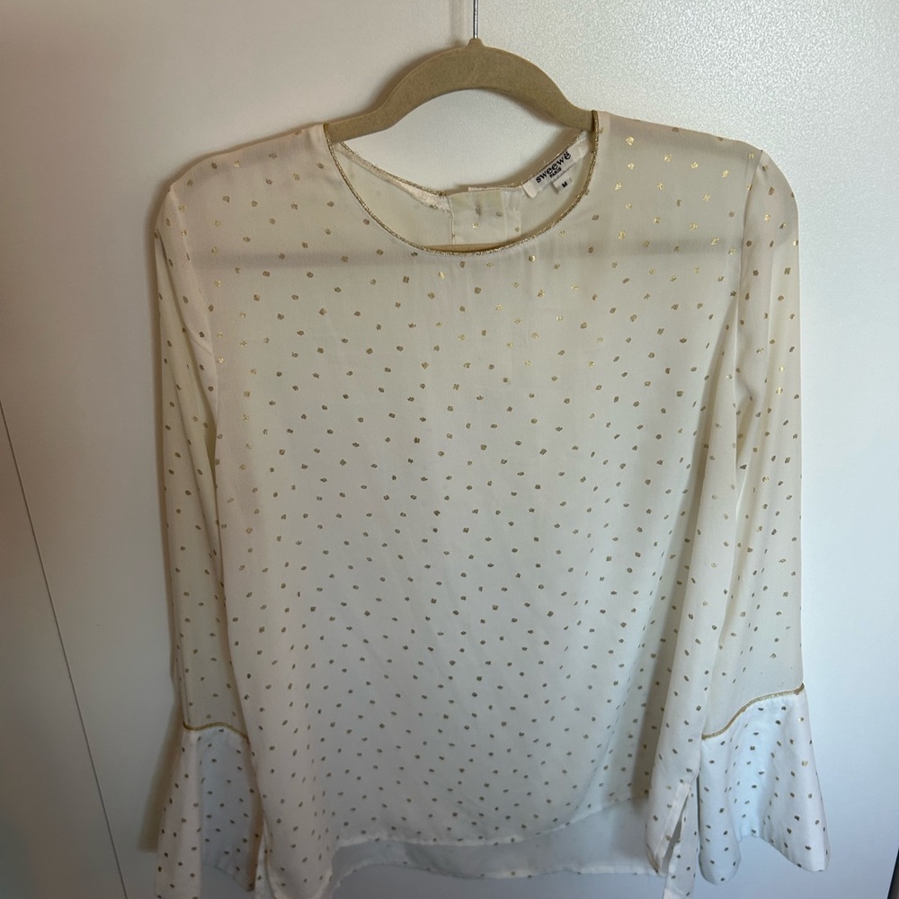 Sweewe Cream Blouse with Gold Dots